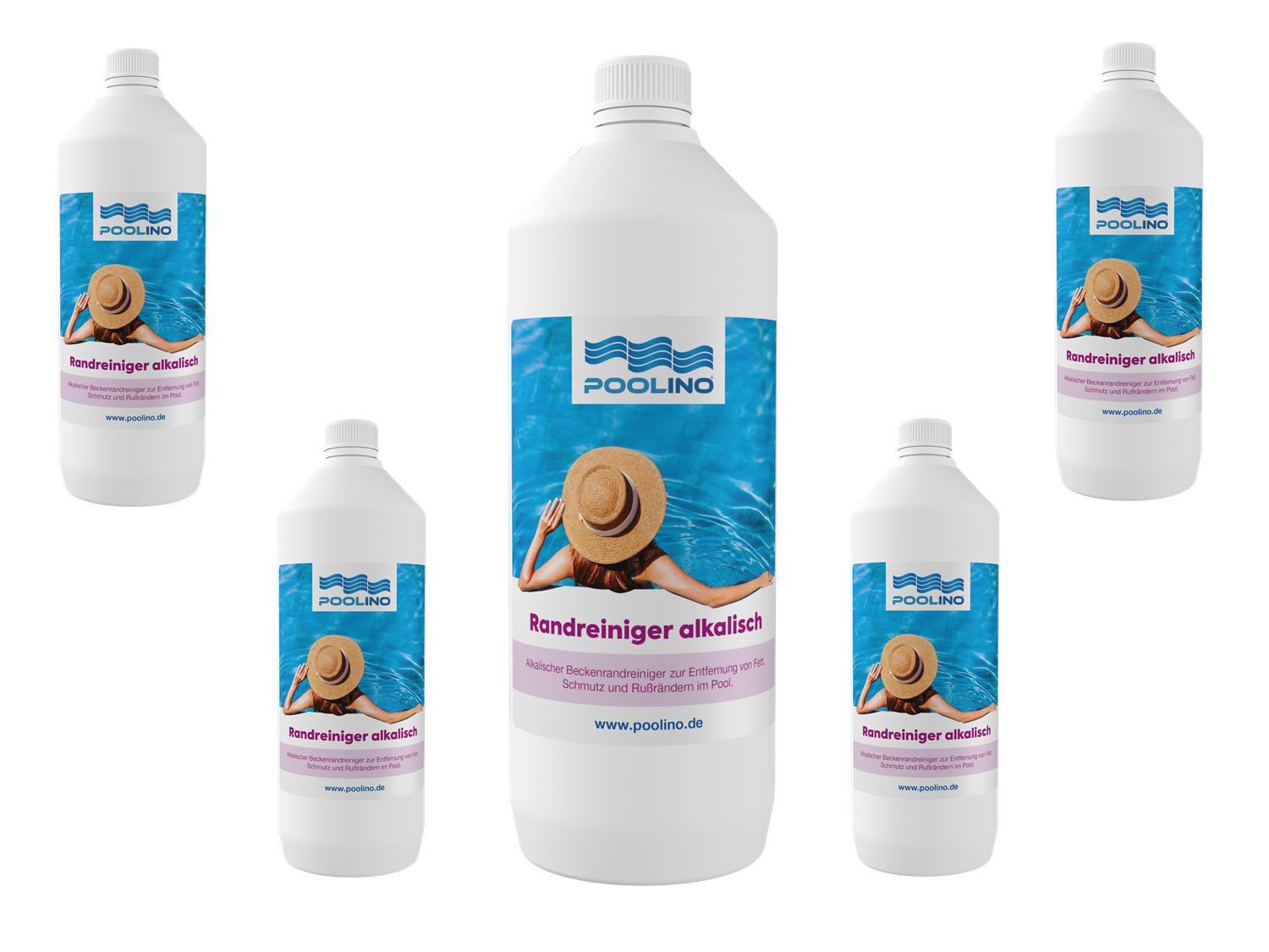 5L Alkalischer Reiniger Beckenrandreiniger Poolino® für Pools (5x 1 Liter)
