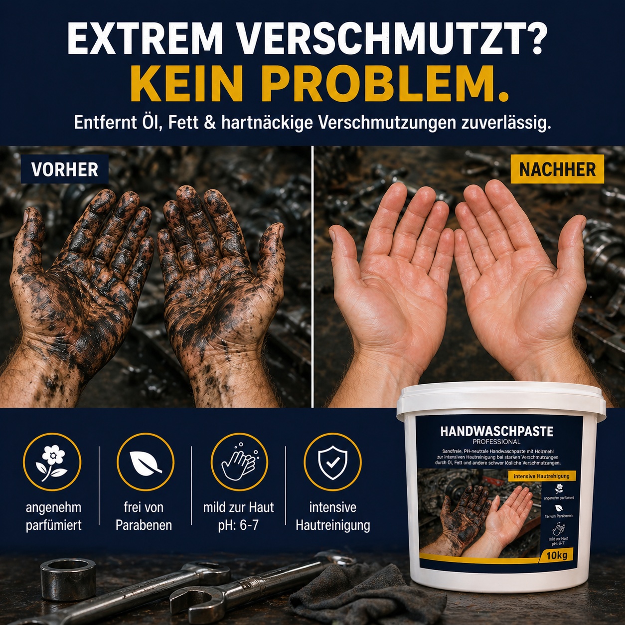 Profi Handwaschpaste 10kg Holzmehlbasis für starke Verschmutzungen in Industrie und Handwerk